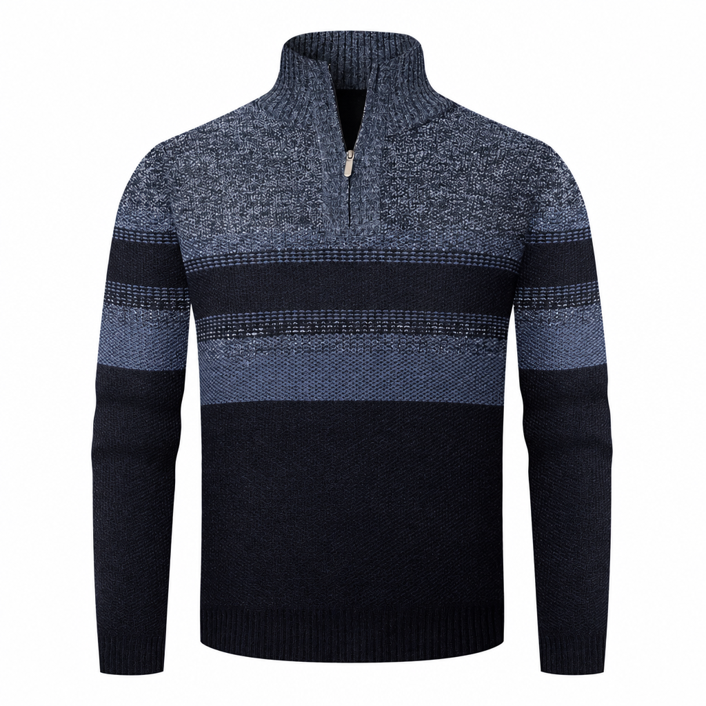 Men's Winter Hooded Fleece Lined Plaid Knit Cardigan Sweater Thick Long Sleeve Coat