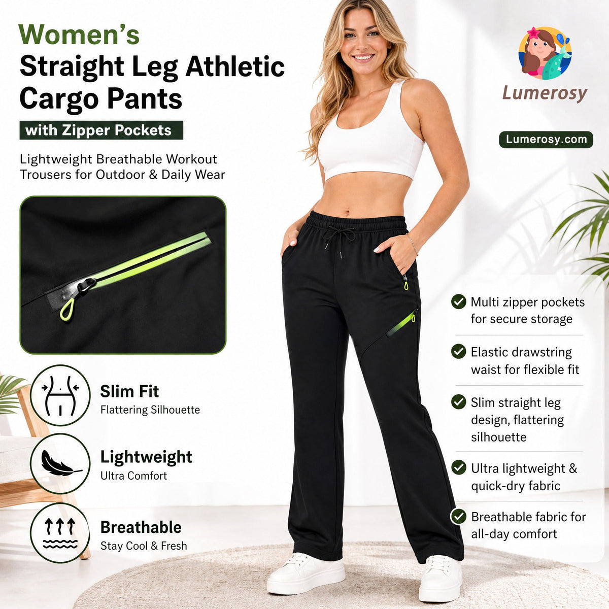 ☁️All-Day Comfort, One Pair Endless Outfits👖 Women's Cargo Trousers – Elastic Drawstring Waist & Relaxed Straight Leg  ✨
