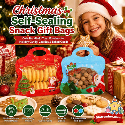 💖LAST DAY SALE 50% OFF!!🎁 Easy to Pack, Easy to Seal 🎄 Festive self-sealing gift bags – with transparent window and carry handle | Perfect for sweets, party snacks and small gifts 🎅⛄