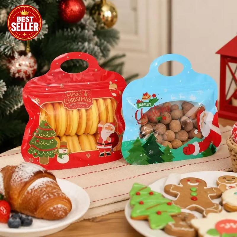 💖LAST DAY SALE 50% OFF!!🎁 Easy to Pack, Easy to Seal 🎄 Festive self-sealing gift bags – with transparent window and carry handle | Perfect for sweets, party snacks and small gifts 🎅⛄