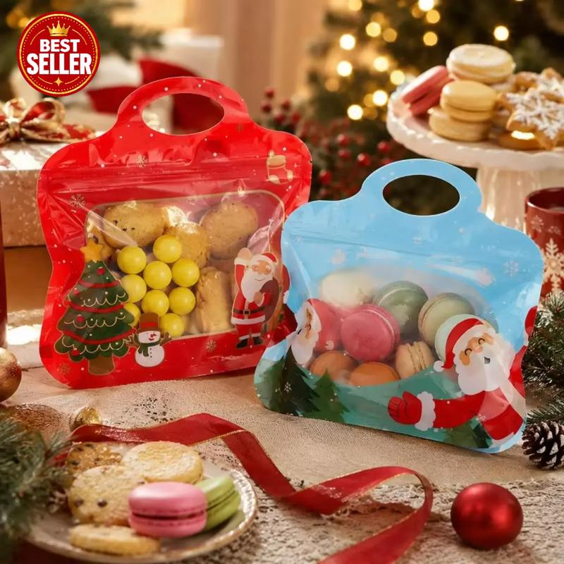 🍬Easy Fill, Easy Seal🎁 Festive Self-Seal Treat Bags – Santa & Snowman Print | Resealable, Food-Safe & Perfect for Cookies, Chocolates & Little Gifts 🎅-8