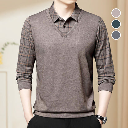 【M-4XL】🥼Bărbați Faux două piese Lapel cu mânecă lungă Topuri