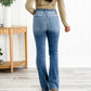 Pantaloni din denim cu control pentru burtă și croială bootcut