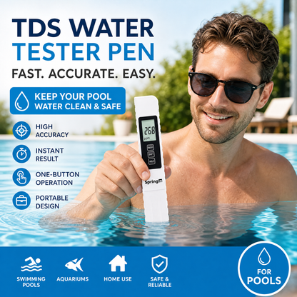 ✨ Tester 3-în-1 TDS pentru calitatea apei – Măsoară pH-ul, clorul și duritatea, cu afișaj LCD, pentru piscine și acvarii 🌊📱