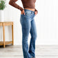 Pantaloni din denim cu control pentru burtă și croială bootcut