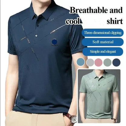 👕50% REDUCERE ACUM! Cămașă elastică din mătase Ice Silk pentru bărbați – Impermeabilă, cu uscare rapidă și ecologică – Cămașă din țesătură tehnică răcoroasă și respirabilă 🌿
