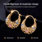 ✨🌙 Cercei Aurii în Formă de Semilună cu Flori din Email – Eleganță & Stil Boho-Chic! 🌸💫