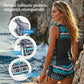 🏖️👙Costum de baie din două piese, tip tankini, pentru femei, cu imprimeu😍