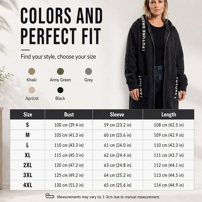 🍁Lange, lässige, einfarbige Damenjacke mit Kapuze