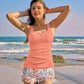 🏝️SET TANKINI DIN DOUĂ PIESE CU INSERȚIE PE BURTĂ