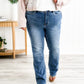 Pantaloni din denim cu control pentru burtă și croială bootcut