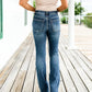 Pantaloni din denim cu control pentru burtă și croială bootcut