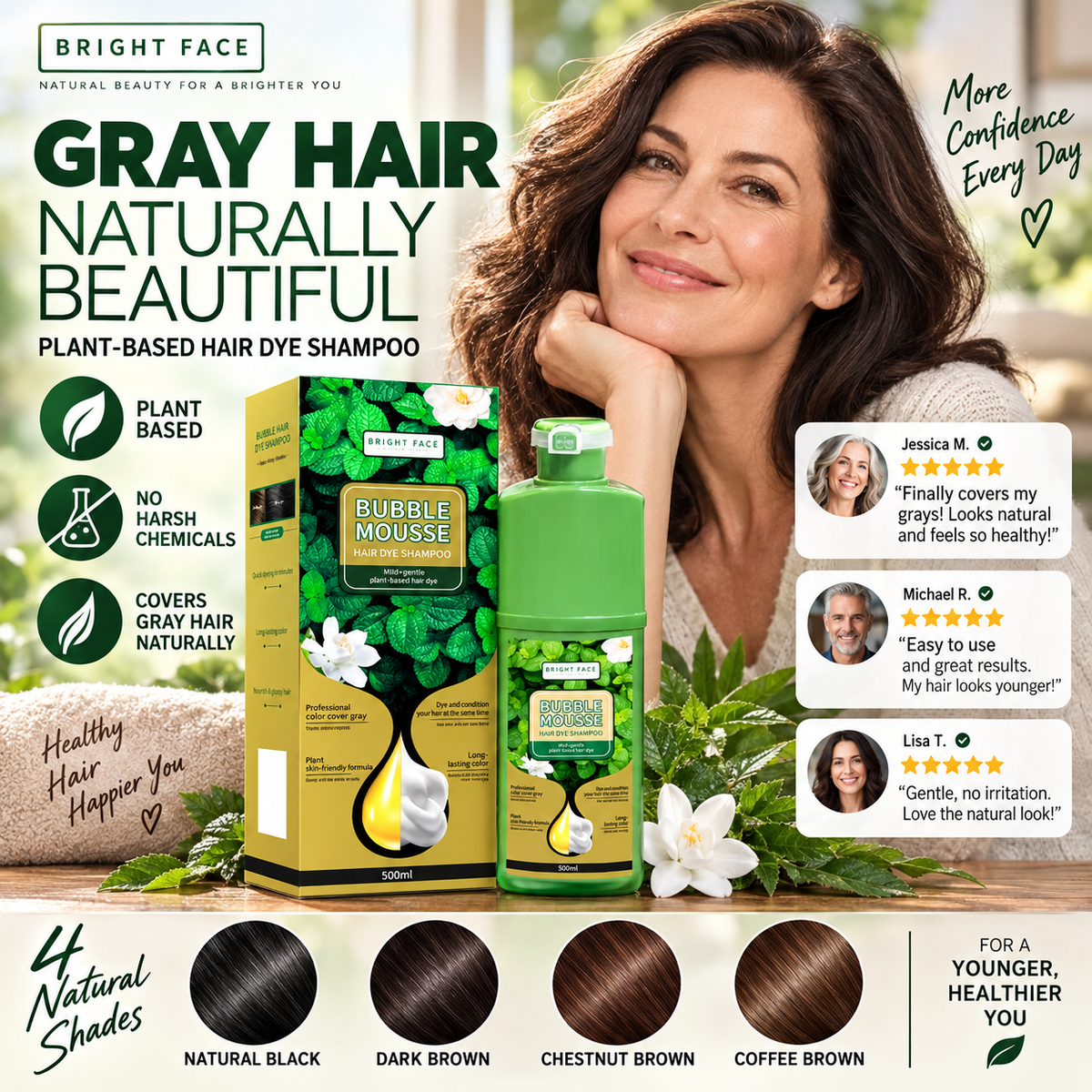 🏆 💇‍♀️Long‑Lasting Plant‑Based Foam Hair Dye｜Ammonia‑Free Easy DIY At‑Home Foam Hair Color
