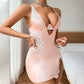 Rochie sexy din dantelă cu bretele subțiri și tanga, în set din două piese