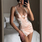 Rochie sexy din dantelă cu bretele subțiri și tanga, în set din două piese