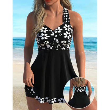🥳 REDUCERE MARE 2026🥳👵🩱 Pantaloni scurți cu flori asortați cu un tankini – simți-te încrezător la plajă! 🏖️💕