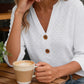 🔥Limited-time offer-Women's V-Neck Button Down Eyelet Blouse