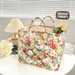 🧺 Coș portabil din țesătură cu motive florale – Design vintage, pliabil și cu capacitate mare 🎀