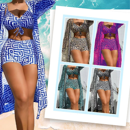 👙 Set de Baie 3 Piese: Model Geometric, Stil și Confort! 🏖️