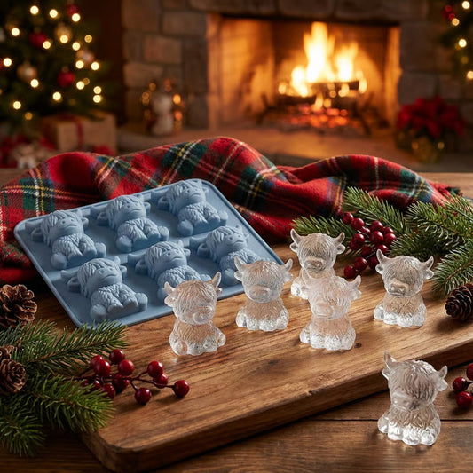 🐮Formă pentru cuburi de gheață și deserturi „Mini Highland Cow” cu 6 cavități 🧊🍪 Gheață 3D drăguță pentru băuturi, petreceri și cadouri 💕
