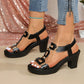 👡 Sandale cu toc gros pentru femei, cu curea în formă de T – spate elastic, platformă căptușită și curea metalică în formă de T – confort de la zi la noapte 💃
