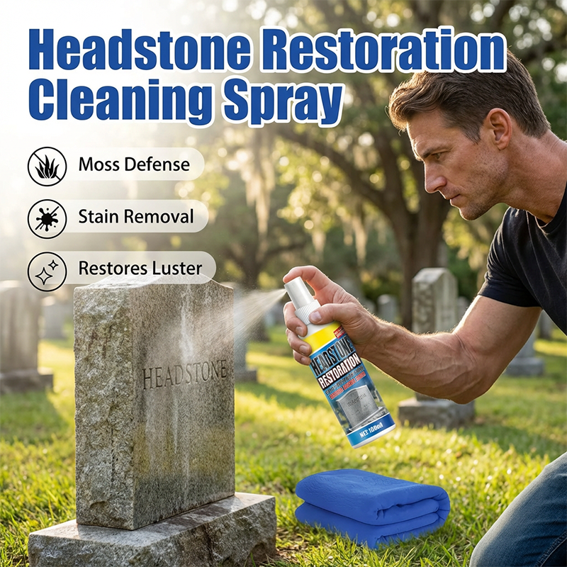 💖🧽Restores Luster, Safe for All Stone🌿 Headstone Restoration Cleaning Spray – Professional Formula | Instantly Removes Moss, Algae & Stains, Brings Back Natural Beauty ✨