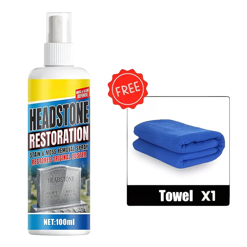 💖🧽Restores Luster, Safe for All Stone🌿 Headstone Restoration Cleaning Spray – Professional Formula | Instantly Removes Moss, Algae & Stains, Brings Back Natural Beauty ✨