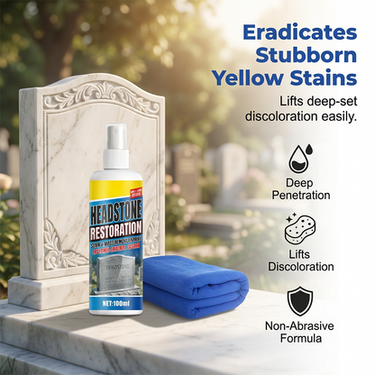 💖🧽Restores Luster, Safe for All Stone🌿 Headstone Restoration Cleaning Spray – Professional Formula | Instantly Removes Moss, Algae & Stains, Brings Back Natural Beauty ✨