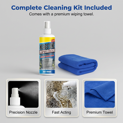💖🧽Restores Luster, Safe for All Stone🌿 Headstone Restoration Cleaning Spray – Professional Formula | Instantly Removes Moss, Algae & Stains, Brings Back Natural Beauty ✨