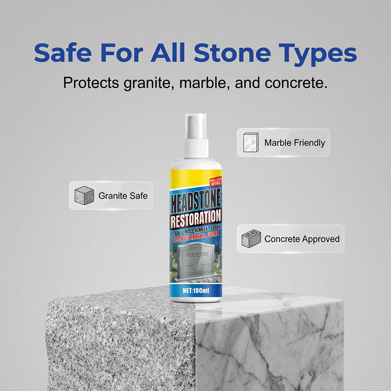💖🧽Restores Luster, Safe for All Stone🌿 Headstone Restoration Cleaning Spray – Professional Formula | Instantly Removes Moss, Algae & Stains, Brings Back Natural Beauty ✨