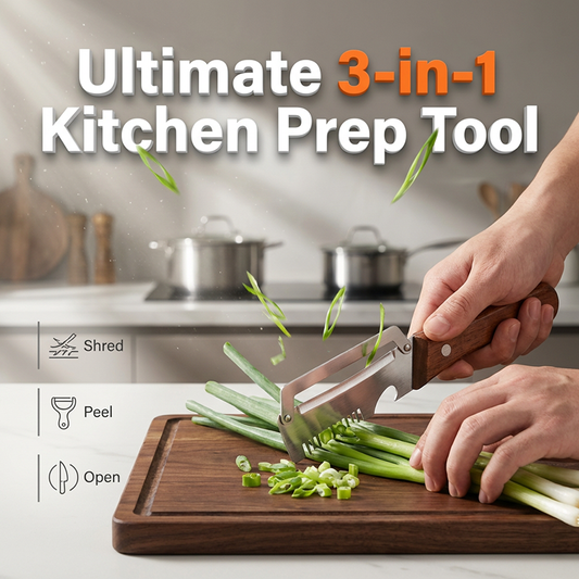 🔪🥔 Instrument de bucătărie 3-în-1 pentru tăiat și curățat ceapa verde 🥗✨
