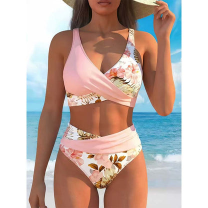 🌸✨ Set Bikini cu Talie Înaltă și Imprimeu Floral – Nou & Ofertă Specială! 👙☀️