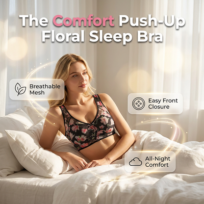 【Cumpără 1 și primești 1 gratis】Sutien cu efect de push-up și flori, Comfort