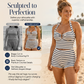 👙🌊Set de două piese pentru femei: tankini cu bretele în stil halter și dungi