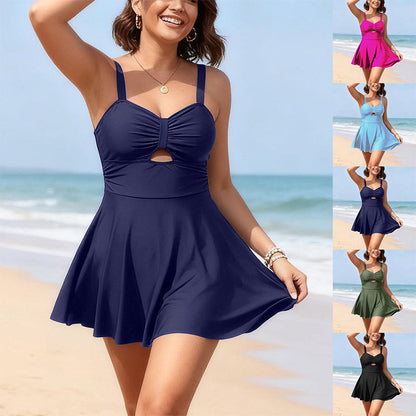 🌊👙 Costum de baie tip rochie pentru femei, cu croi în A și decupaje sexy
