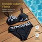 🌊 Bikini din două piese, cu imprimeu și efect modelator — cu pernițe detașabile și talie înaltă care acoperă abdomenul. 💕