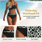 🌊 Bikini din două piese, cu imprimeu și efect modelator — cu pernițe detașabile și talie înaltă care acoperă abdomenul. 💕