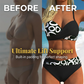 🌊 Bikini din două piese, cu imprimeu și efect modelator — cu pernițe detașabile și talie înaltă care acoperă abdomenul. 💕