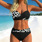 🌊 Bikini din două piese, cu imprimeu și efect modelator — cu pernițe detașabile și talie înaltă care acoperă abdomenul. 💕