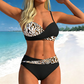 🌊 Bikini din două piese, cu imprimeu și efect modelator — cu pernițe detașabile și talie înaltă care acoperă abdomenul. 💕