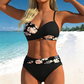 🌊 Bikini din două piese, cu imprimeu și efect modelator — cu pernițe detașabile și talie înaltă care acoperă abdomenul. 💕
