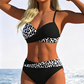 🌊 Bikini din două piese, cu imprimeu și efect modelator — cu pernițe detașabile și talie înaltă care acoperă abdomenul. 💕