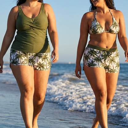 👙🔥Set de costum de baie pentru femei, format din 3 piese: tankini cu pantaloni scurți