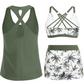 👙🔥Set de costum de baie pentru femei, format din 3 piese: tankini cu pantaloni scurți