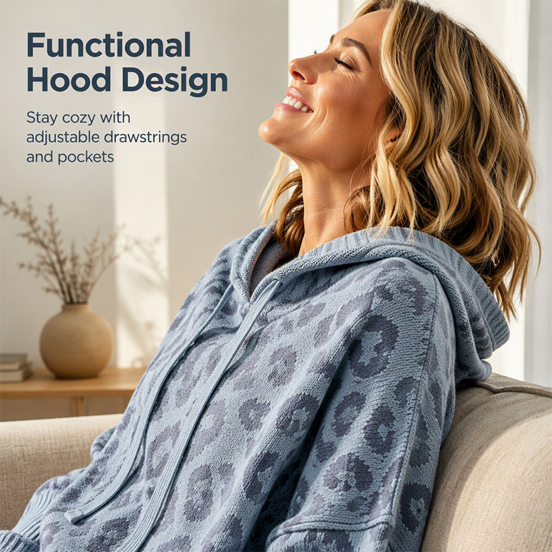 🧵Exquisite Knit, Durable Craft🧶 Leopard Knit Hooded Sweater – Fine Weave & Durable Structure | Multiple Colors, S-5XL ✨