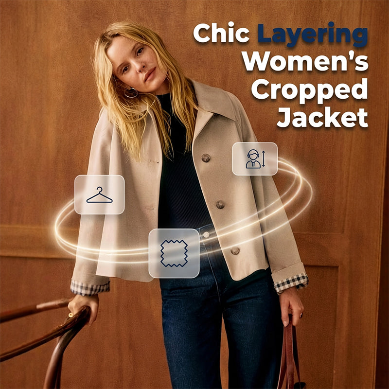🌸  Women's Single-Breasted Cropped Jacket – Premium Blend & Breathable | Perfect for Spring, Autumn & Winter Layering ✨
