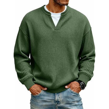👕 Mock-Layer Waffle Long Sleeve Tee – Mock-Layer Neckline & Textured Waffle Finish | Perfect for Commute, City Outings & Casual Wear ✨