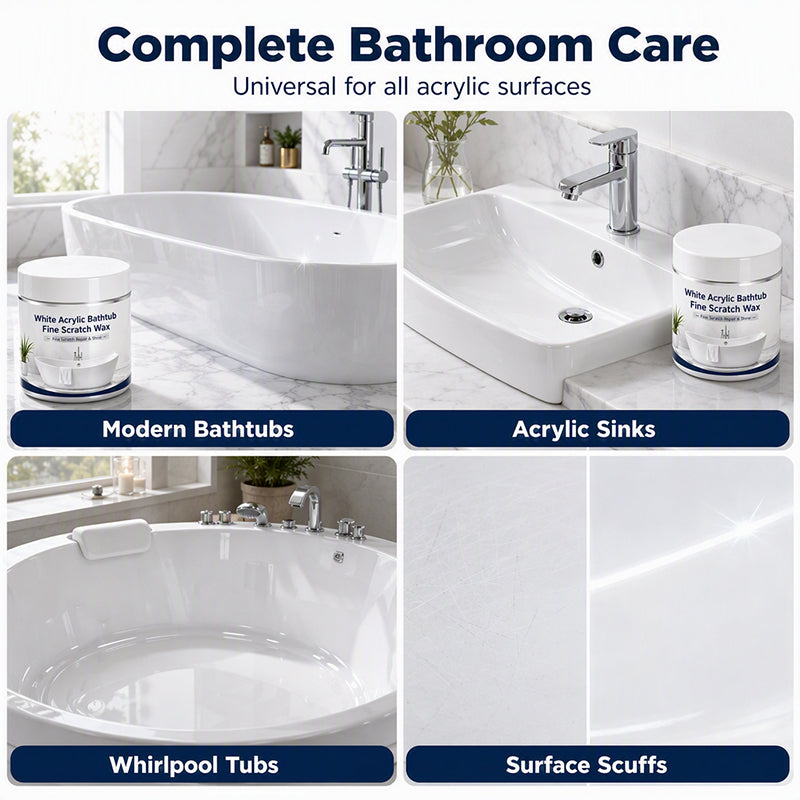 🥳2026 HOT SALE🛁✨ Acrylic Bathtub Scratch Repair Wax – fills & smooths fine scratches, restores white surfaces to a clean, polished finish. No need to replace the tub – just wax, buff & shine! 💎✅