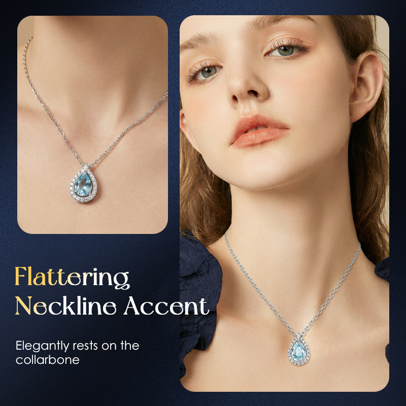 Elegant Blue Teardrop Necklace for Women-1