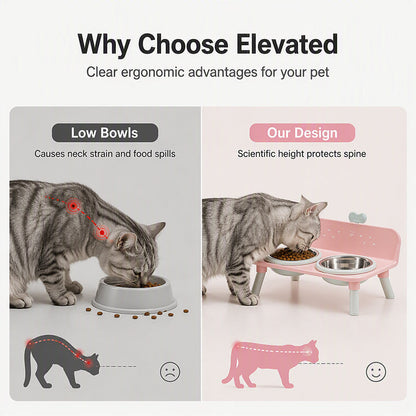 🐾Elevated Double Pet Bowl Feeder | More Natural Feeding Posture For Pets✨